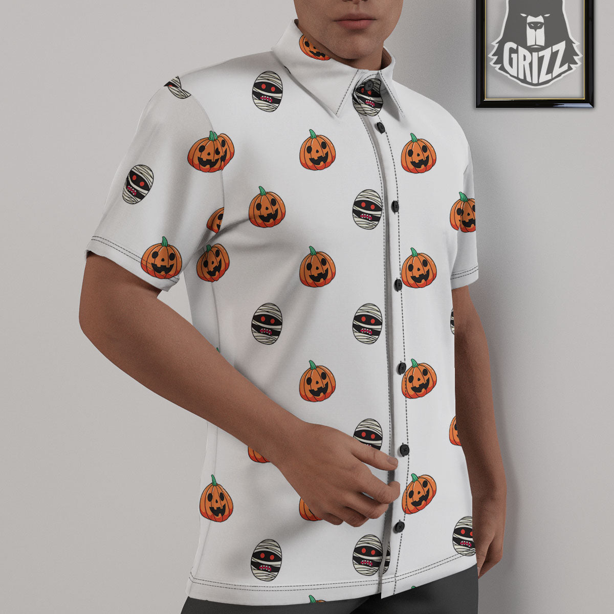 Mummy Halloween Print Pattern Untucked Shirts-grizzshop