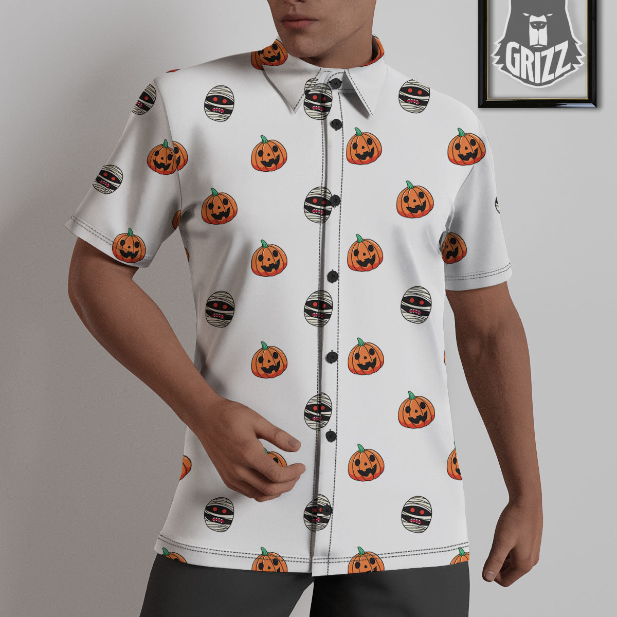 Mummy Halloween Print Pattern Untucked Shirts-grizzshop