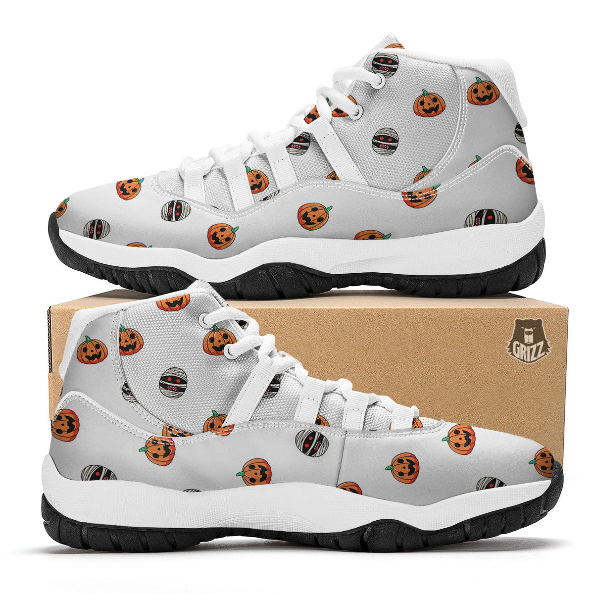 Mummy Halloween Print Pattern White Bball Shoes-grizzshop