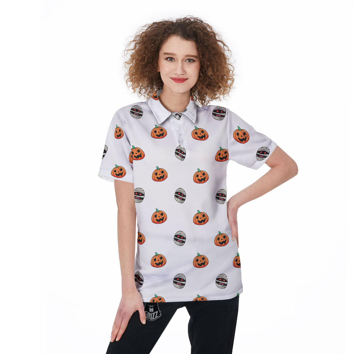 Mummy Halloween Print Pattern Women's Golf Shirts-grizzshop