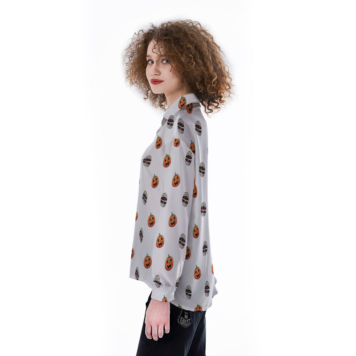 Mummy Halloween Print Pattern Women's Long Sleeve Shirts-grizzshop