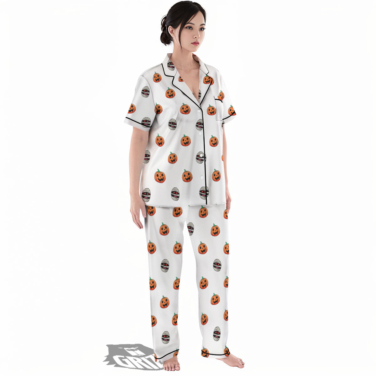 Mummy Halloween Print Pattern Women's Pajamas Set-grizzshop