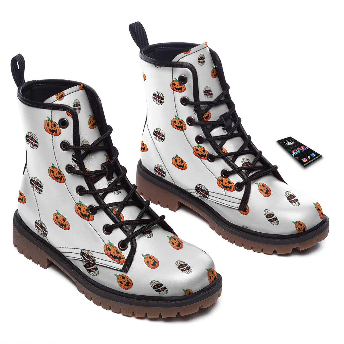 Mummy Halloween Print Pattern Work Boots-grizzshop