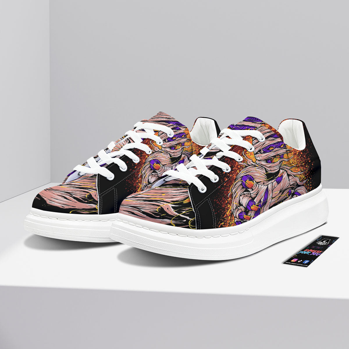 Mummy Halloween Print Platform Shoes-grizzshop