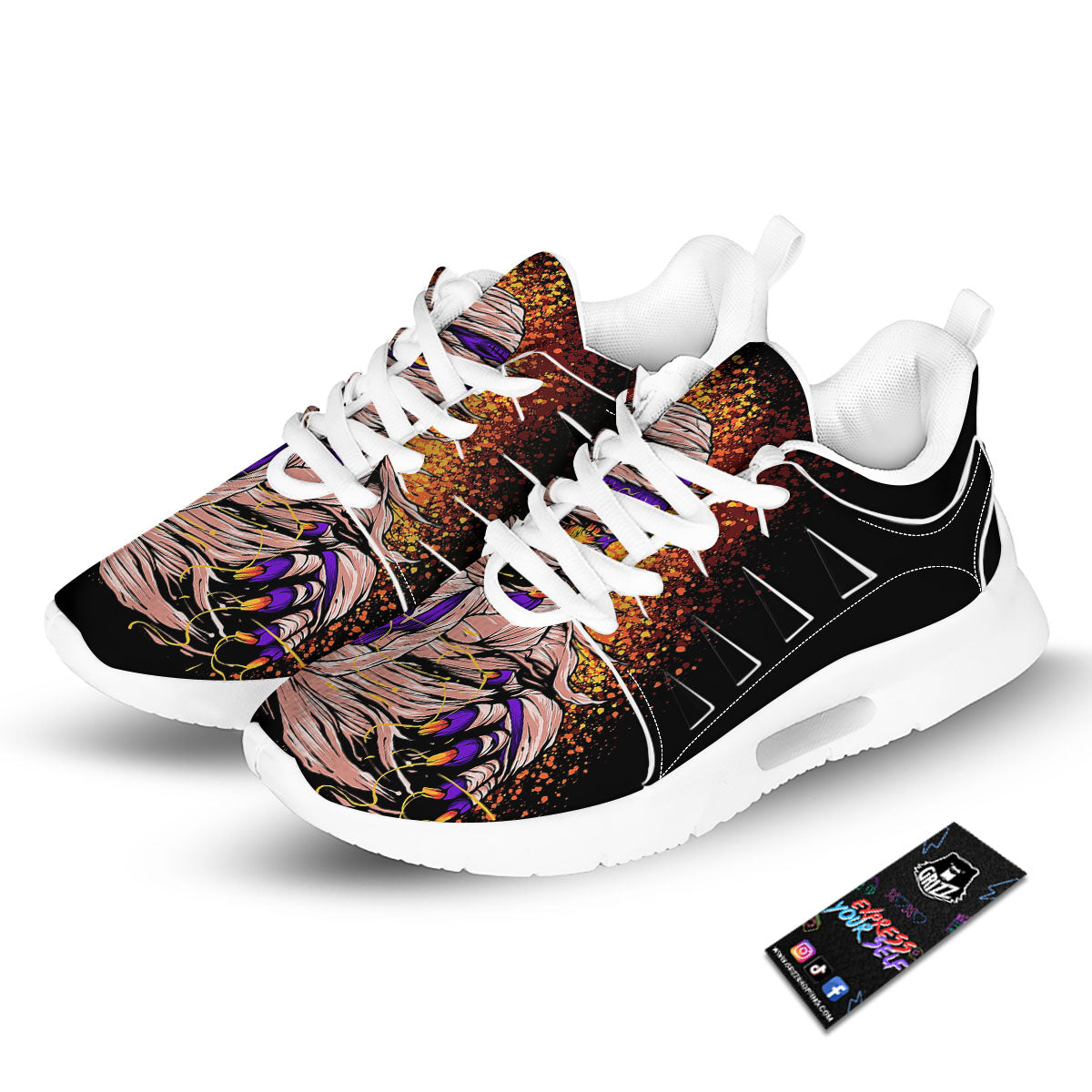 Mummy Halloween Print Tennis Shoes-grizzshop
