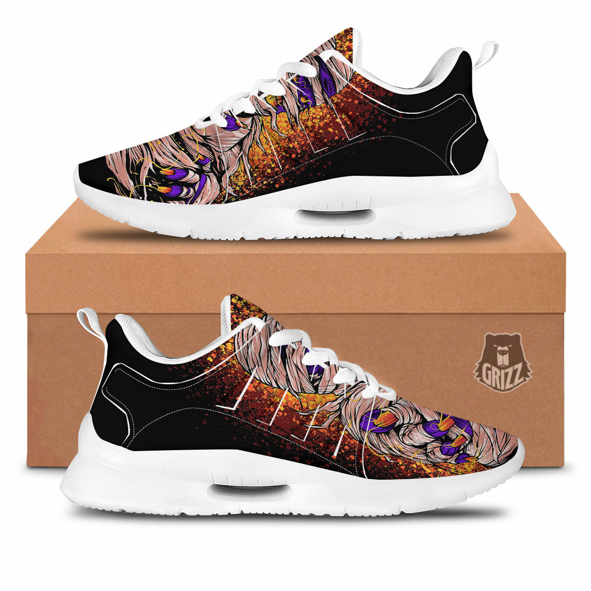 Mummy Halloween Print Tennis Shoes-grizzshop