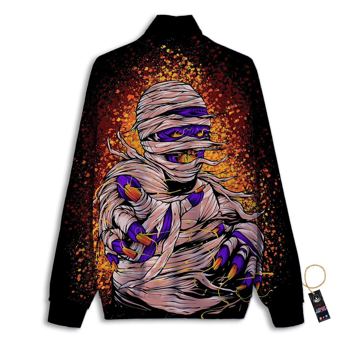 Mummy Halloween Print Track Jacket-grizzshop