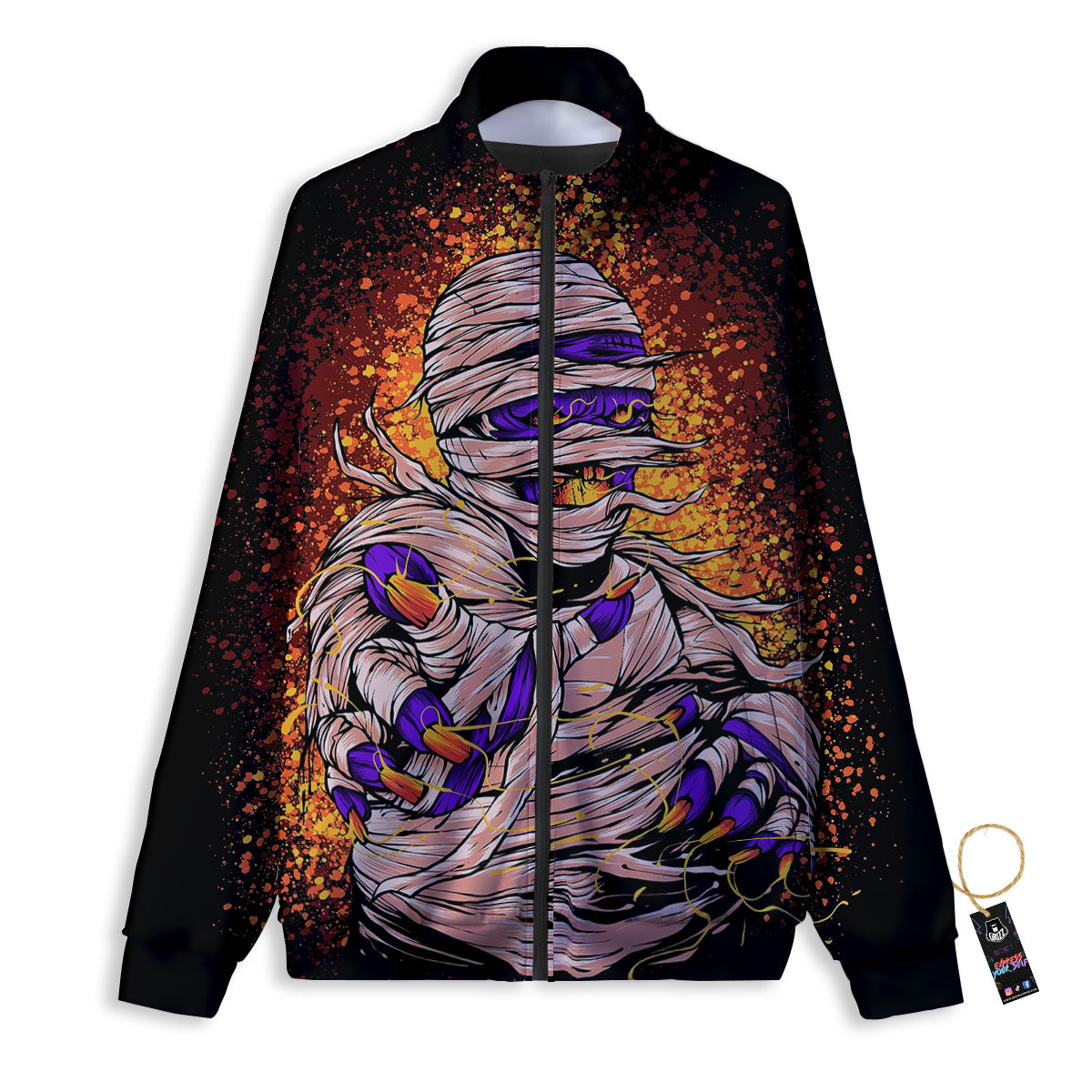 Mummy Halloween Print Track Jacket-grizzshop