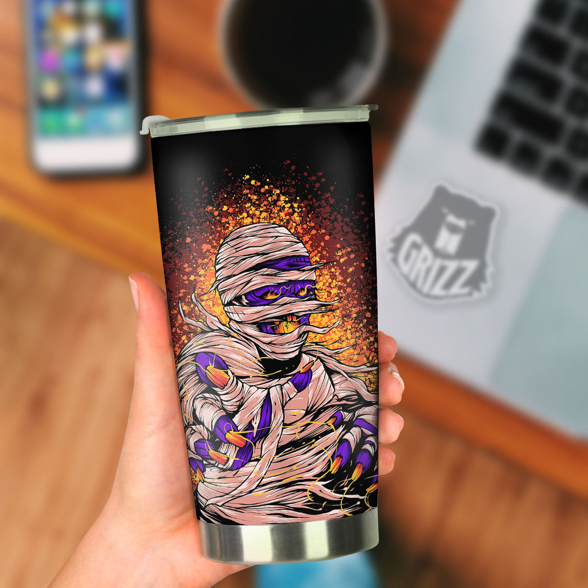 Mummy Halloween Print Tumbler-grizzshop