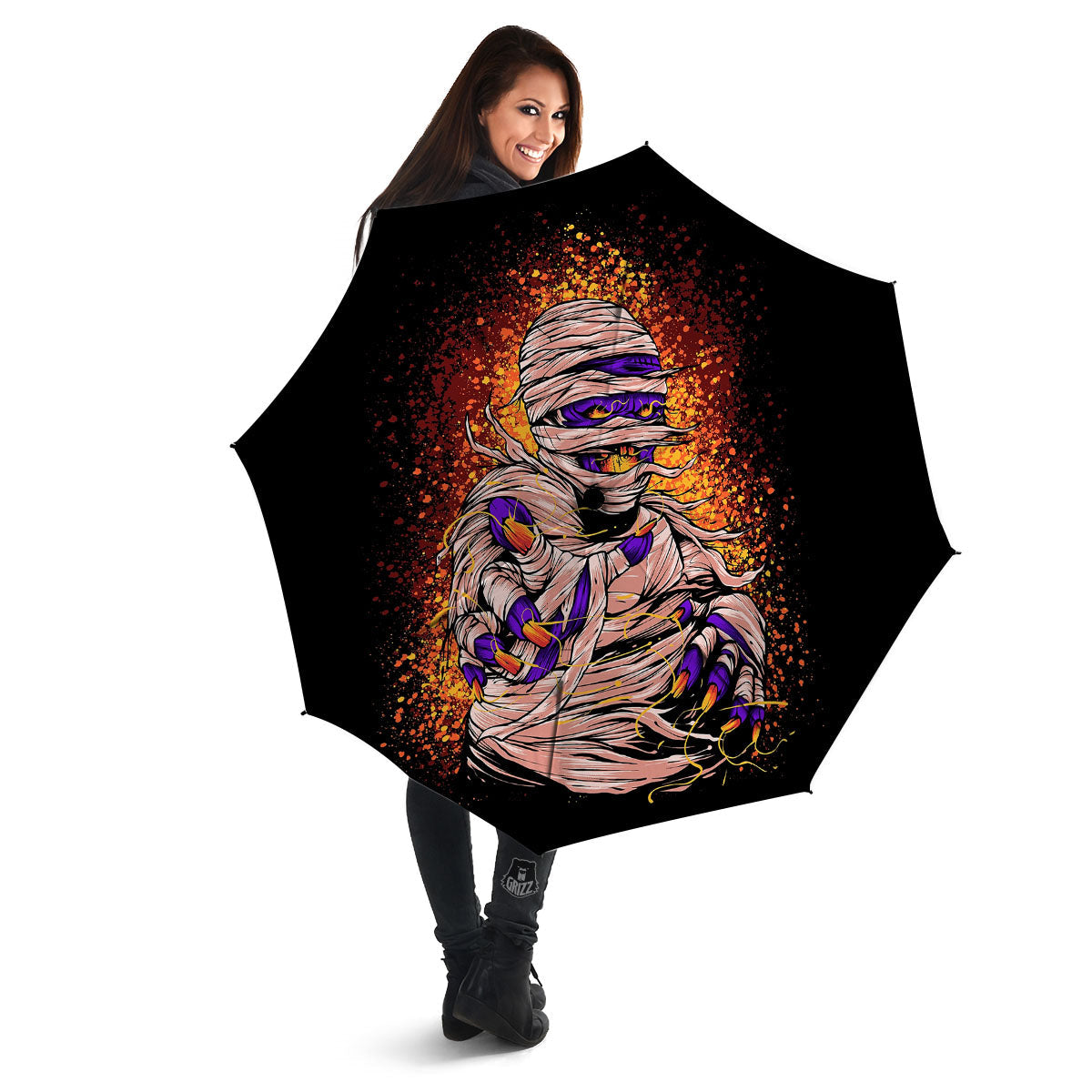 Mummy Halloween Print Umbrella-grizzshop