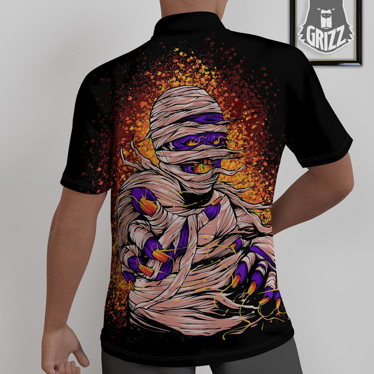 Mummy Halloween Print Untucked Shirts-grizzshop