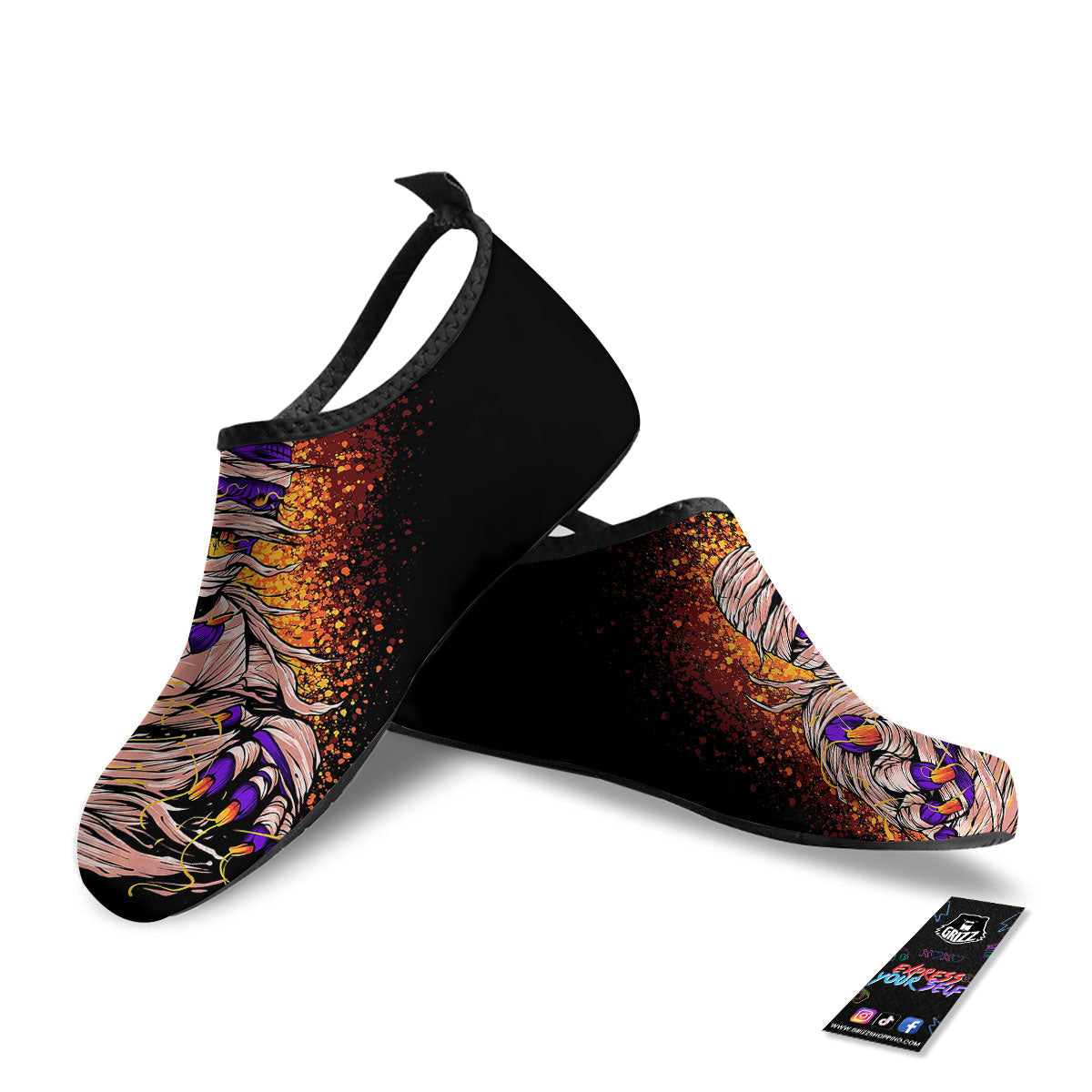 Mummy Halloween Print Water Shoes-grizzshop