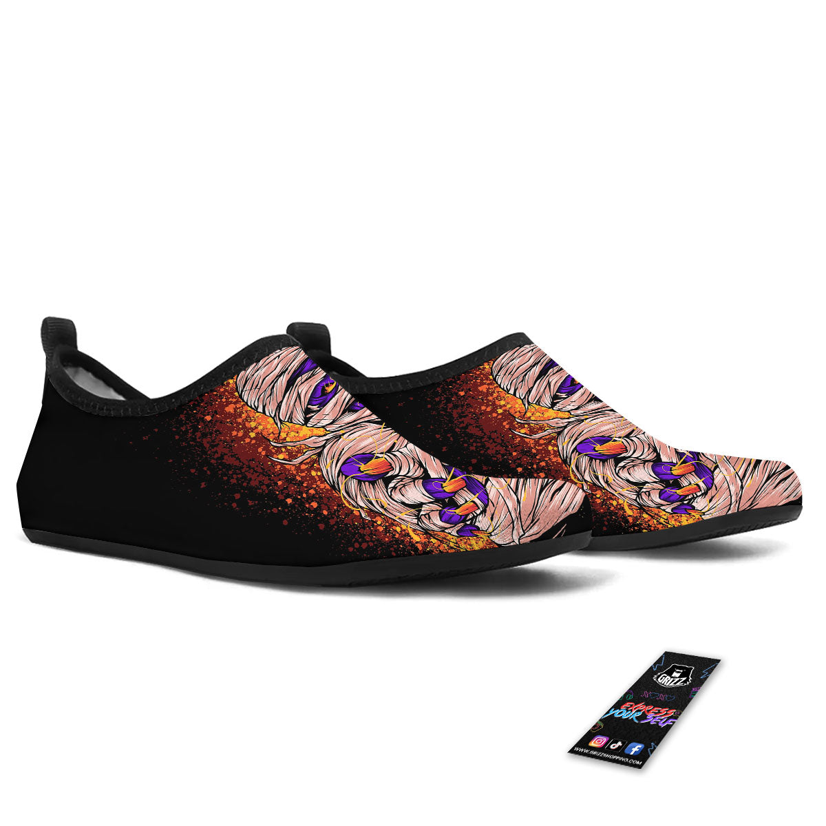 Mummy Halloween Print Water Shoes-grizzshop