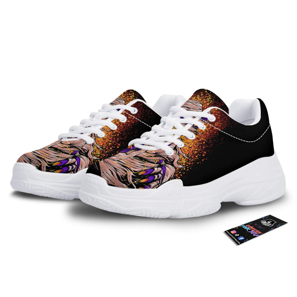 Mummy Halloween Print White Chunky Shoes-grizzshop
