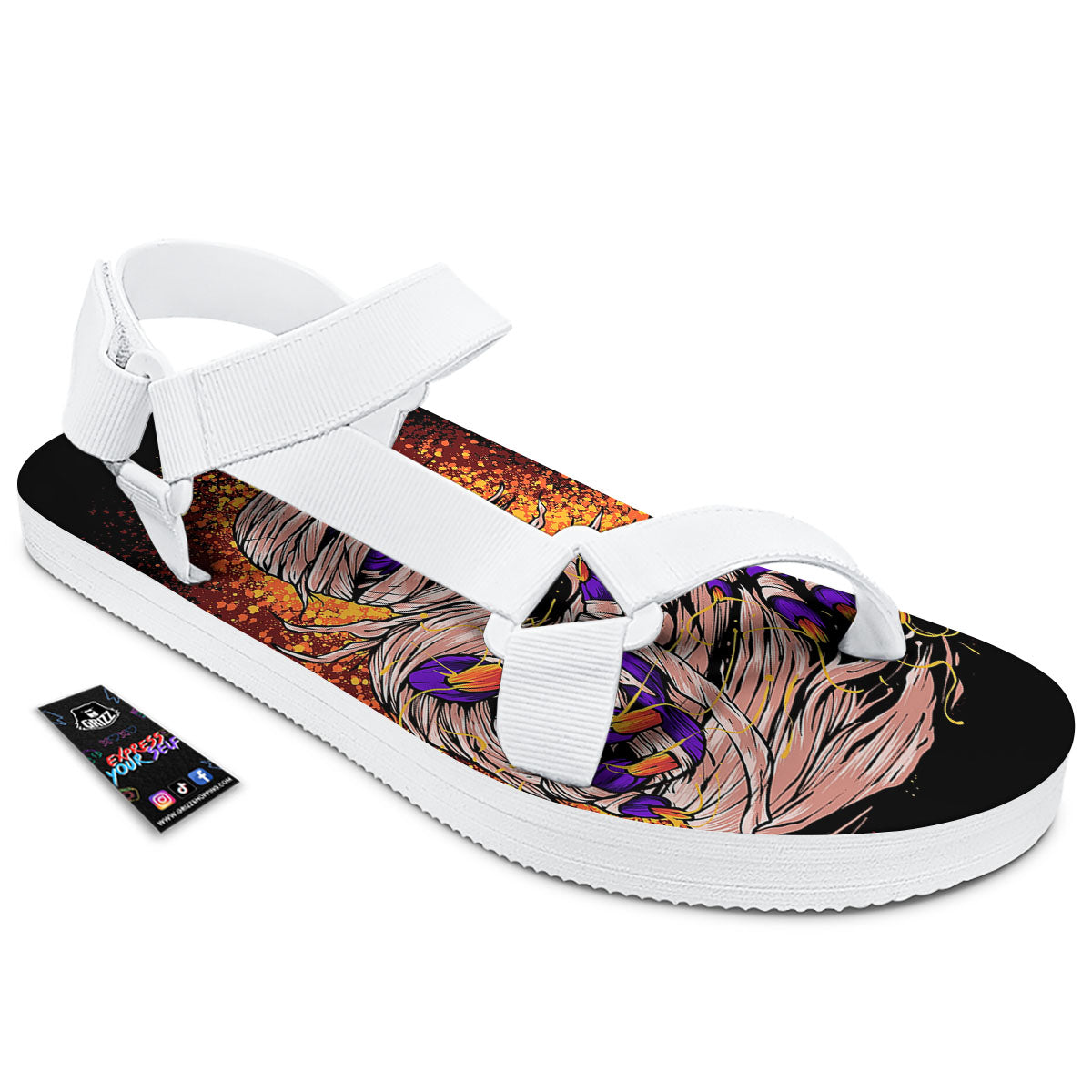 Mummy Halloween Print White Open Toe Sandals-grizzshop