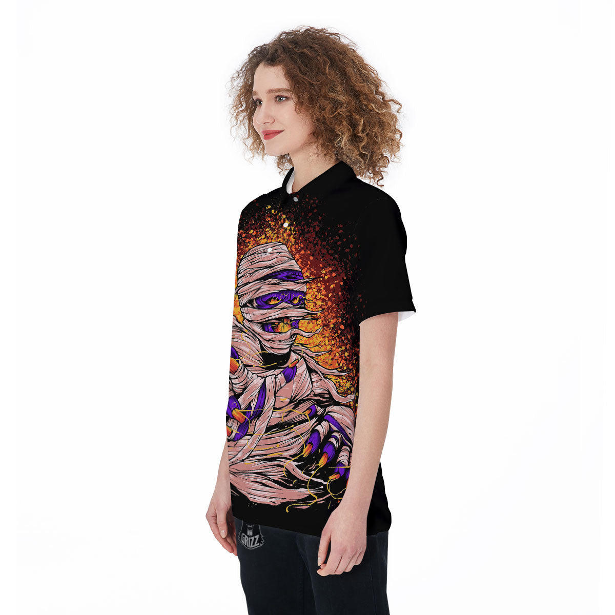 Mummy Halloween Print Women's Golf Shirts-grizzshop