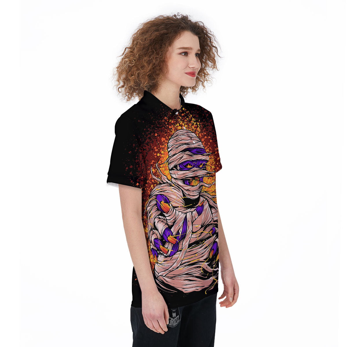 Mummy Halloween Print Women's Golf Shirts-grizzshop