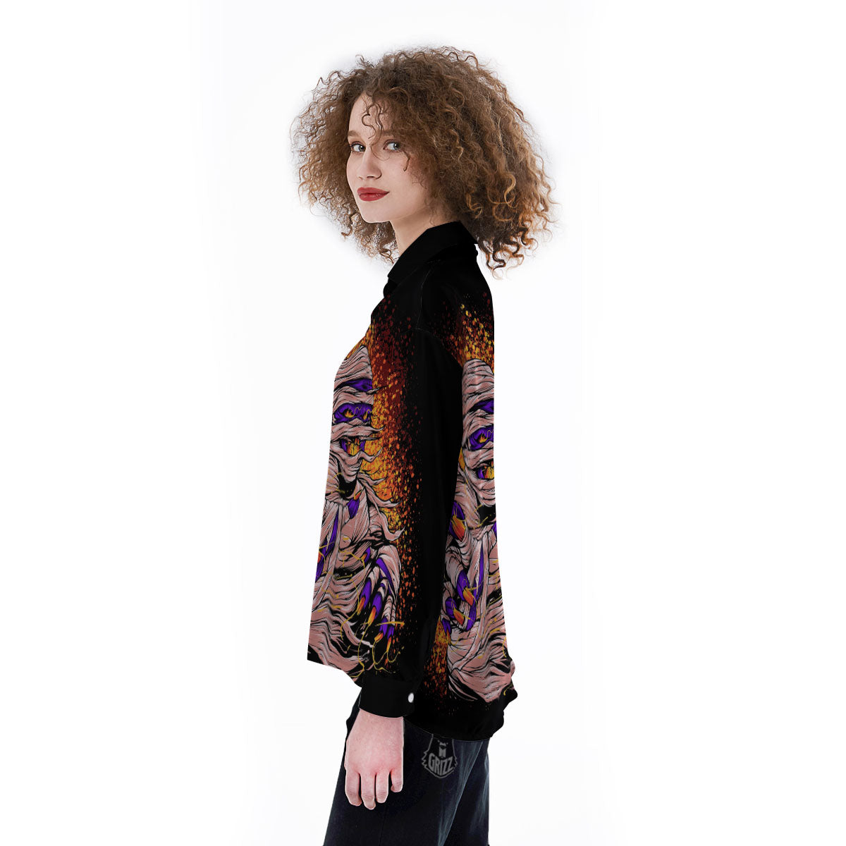 Mummy Halloween Print Women's Long Sleeve Shirts-grizzshop