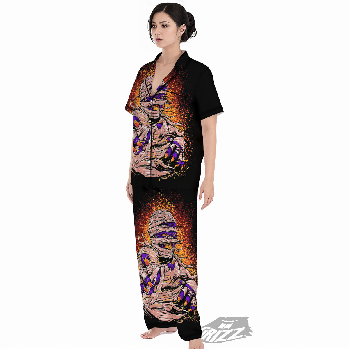 Mummy Halloween Print Women's Pajamas Set-grizzshop