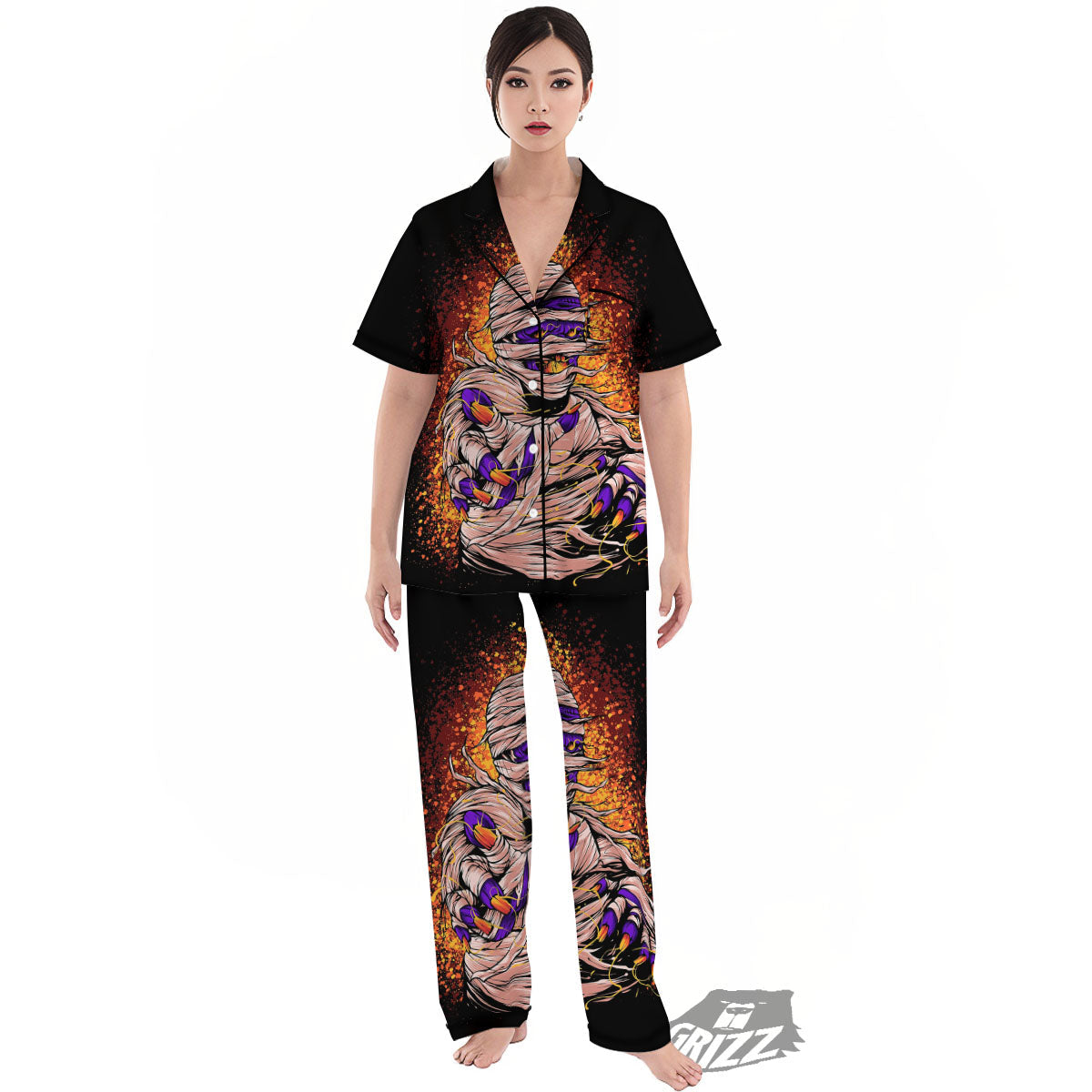 Mummy Halloween Print Women's Pajamas Set-grizzshop