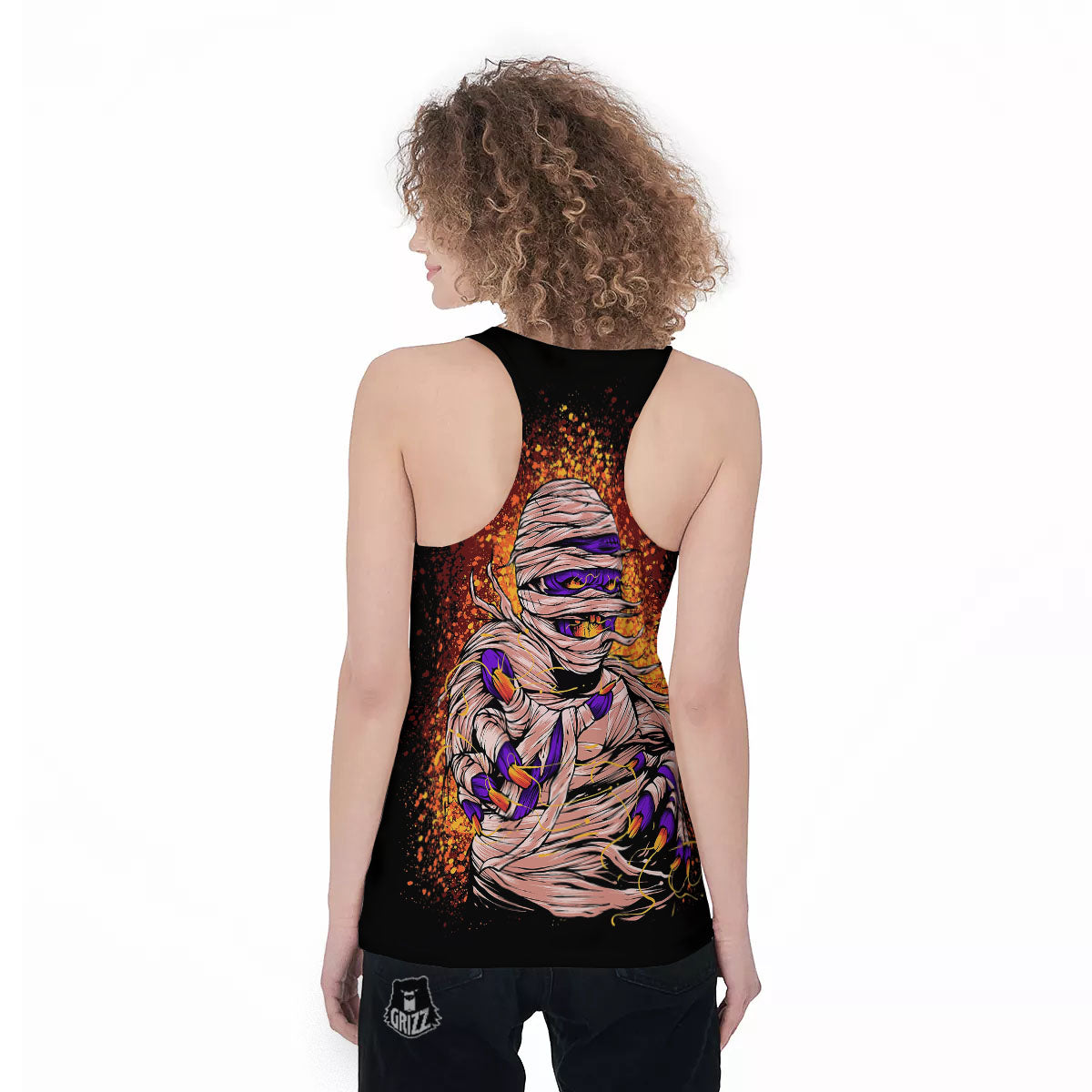 Mummy Halloween Print Women's Racerback Tank Top-grizzshop