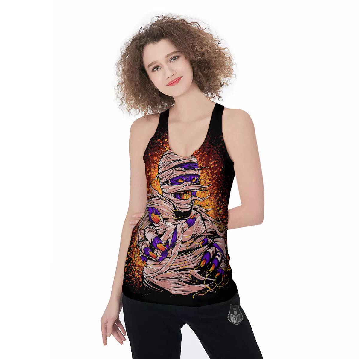 Mummy Halloween Print Women's Racerback Tank Top-grizzshop