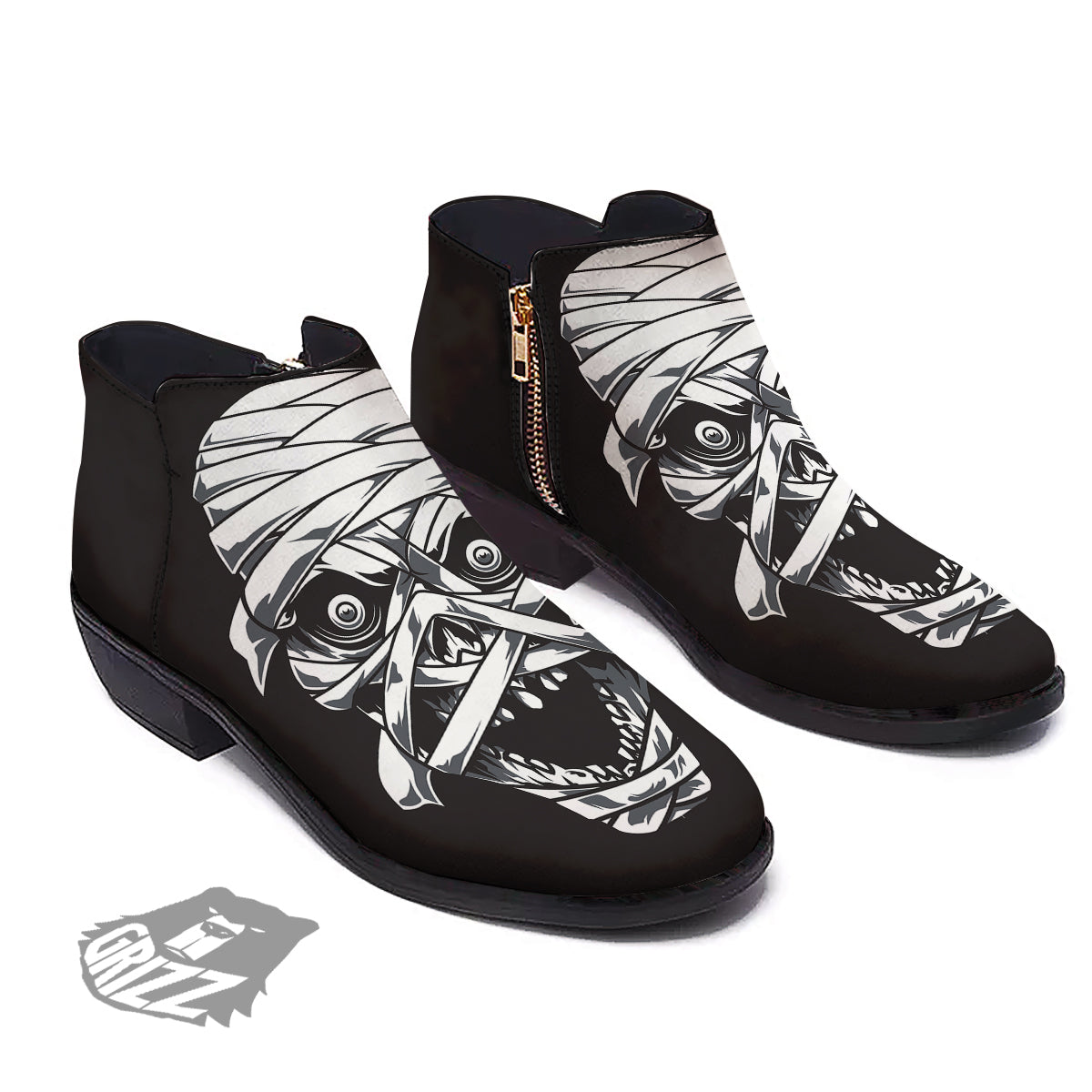 Mummy Head Print Ankle Boots-grizzshop