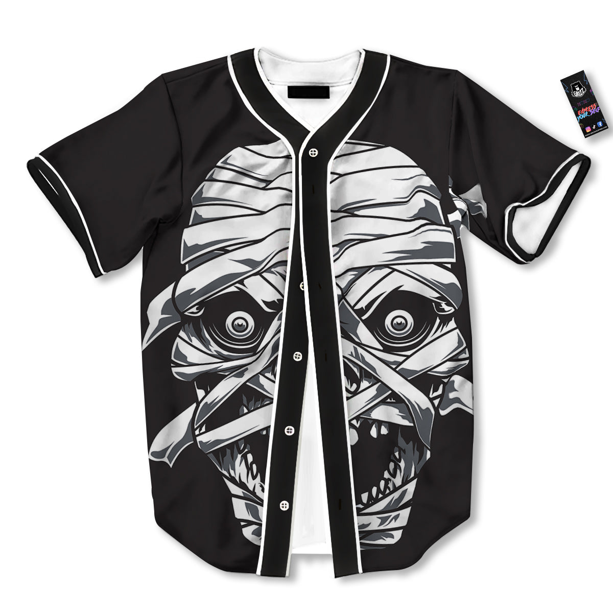 Mummy Head Print Baseball Jersey-grizzshop