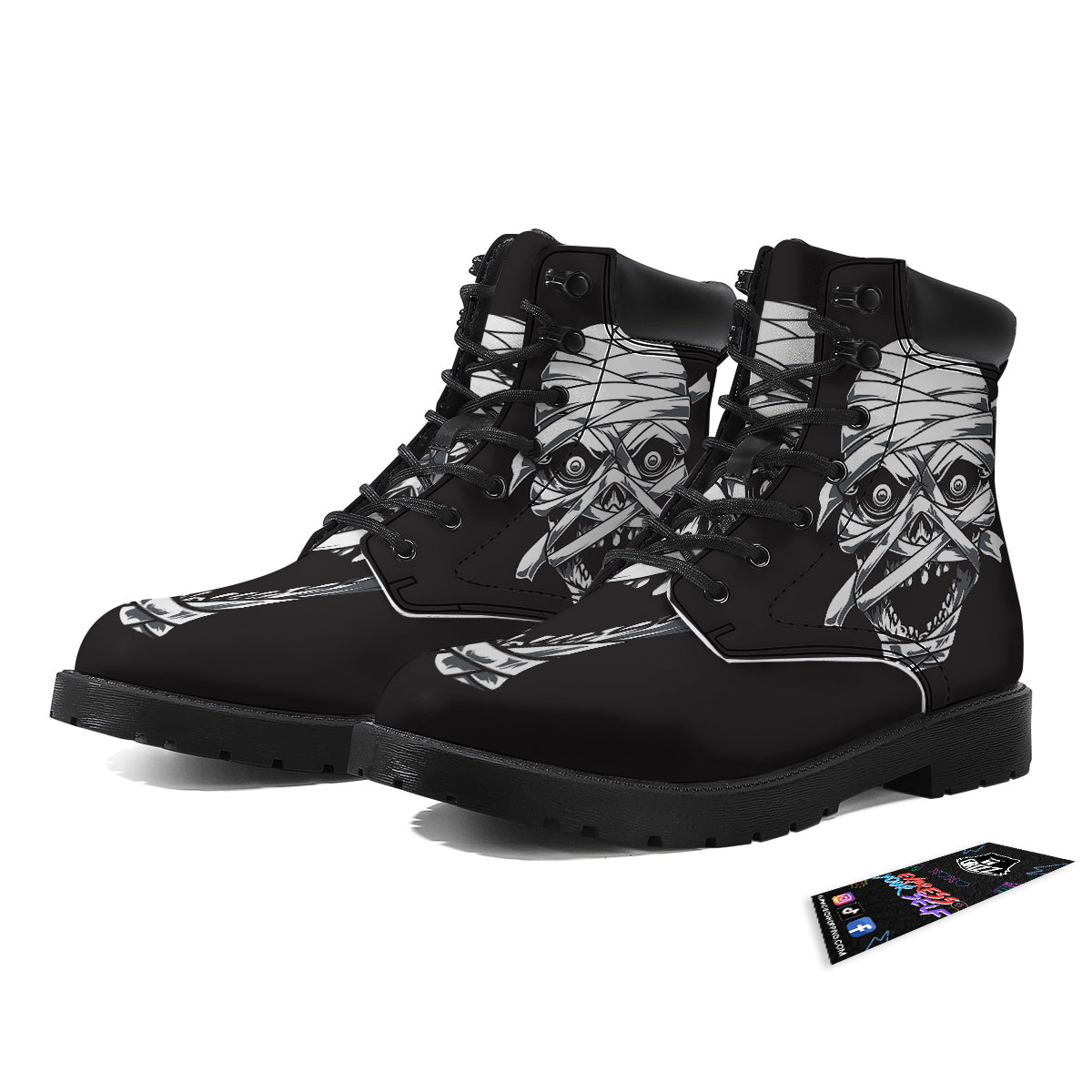 Mummy Head Print Boots-grizzshop