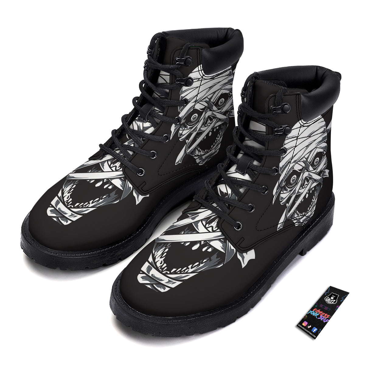Mummy Head Print Boots-grizzshop
