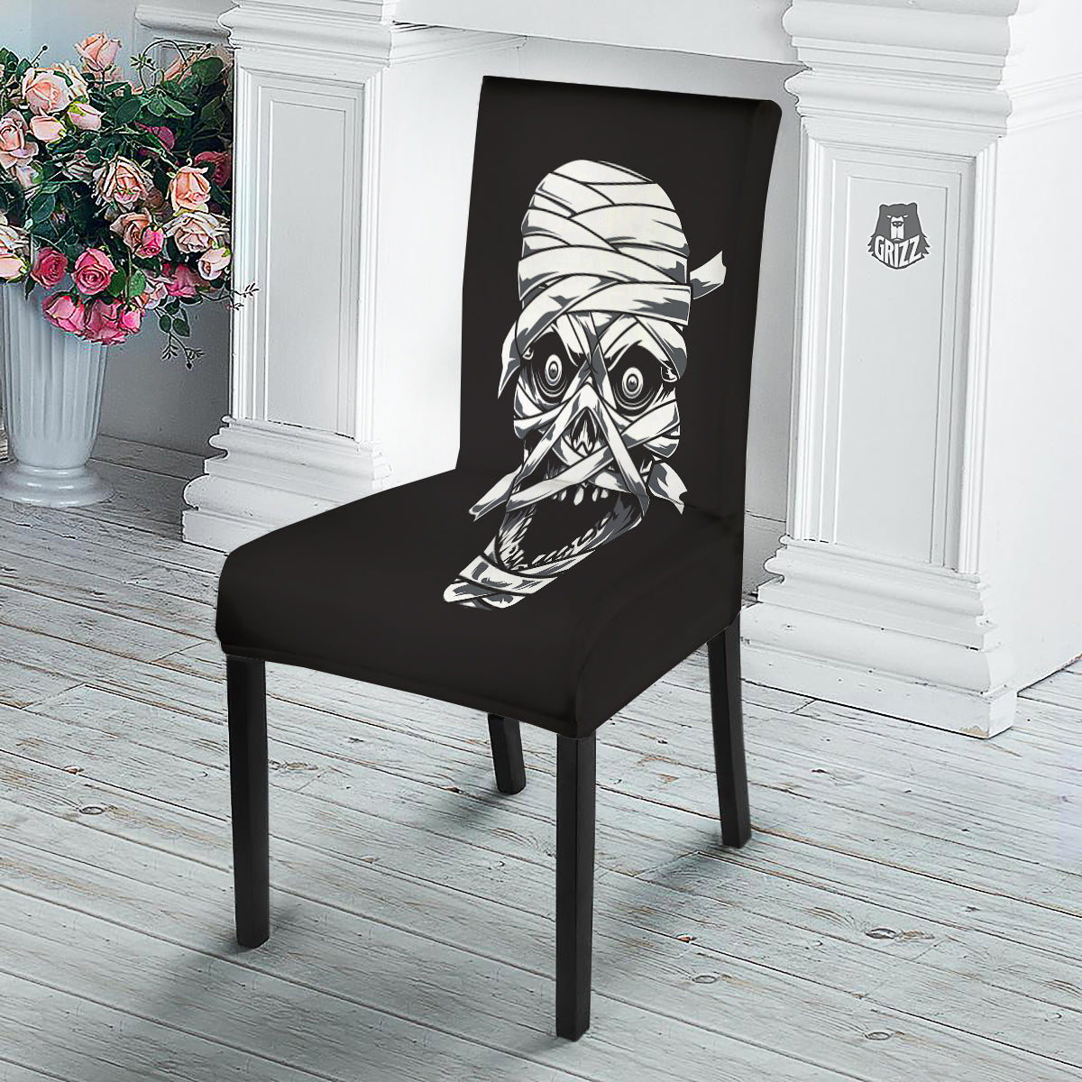 Mummy Head Print Dining Chair Slipcover-grizzshop