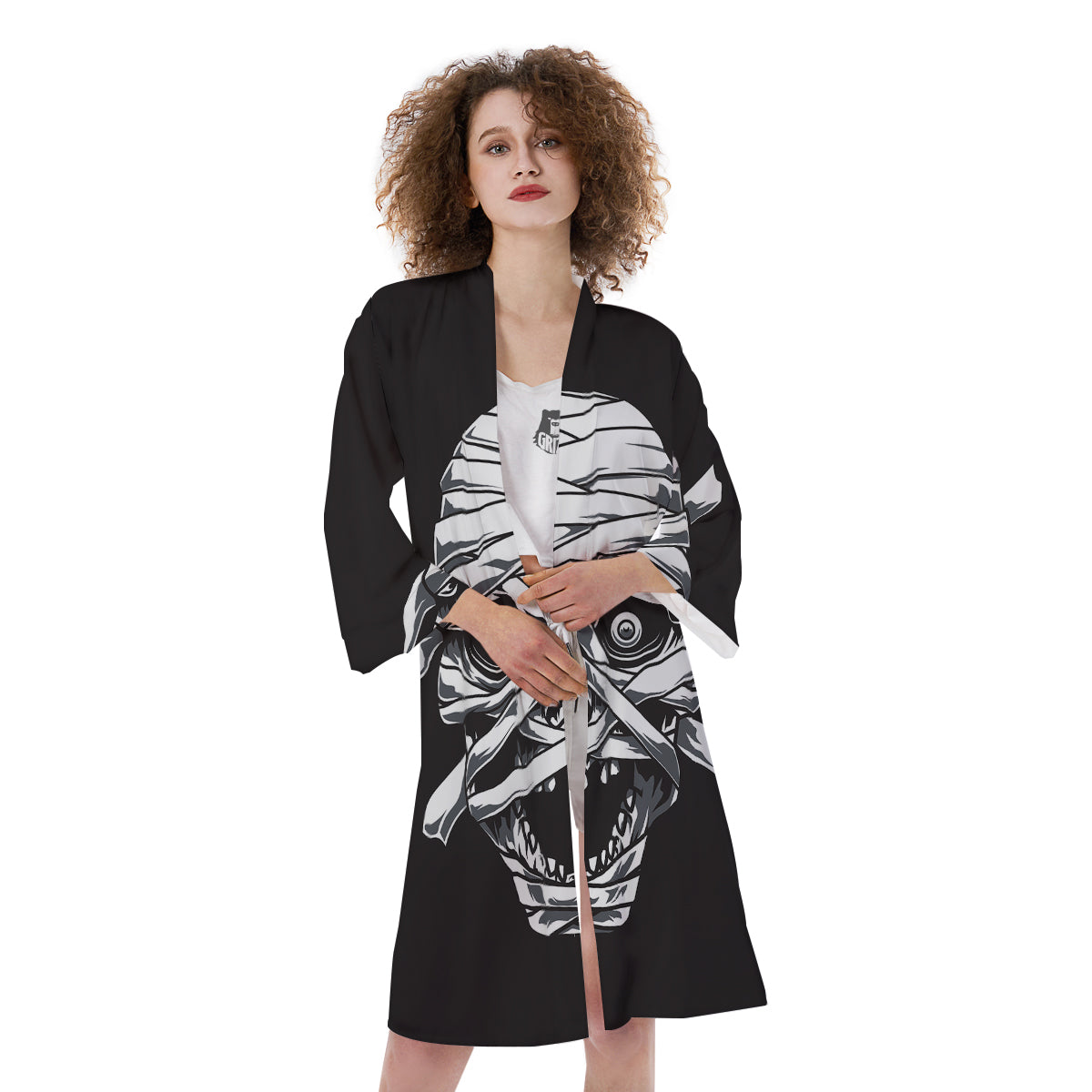 Mummy Head Print Kimono-grizzshop
