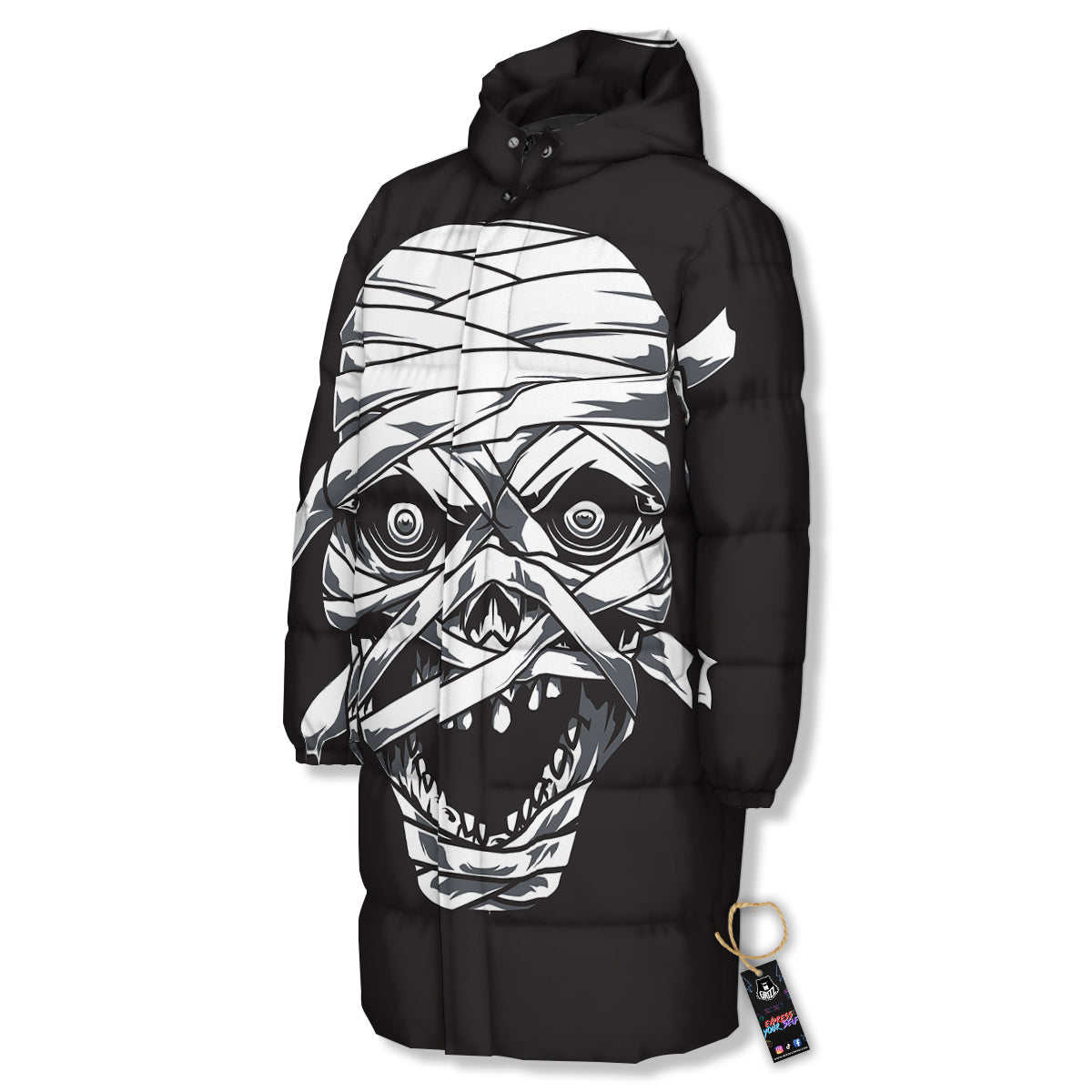 Mummy Head Print Long Down Jacket-grizzshop
