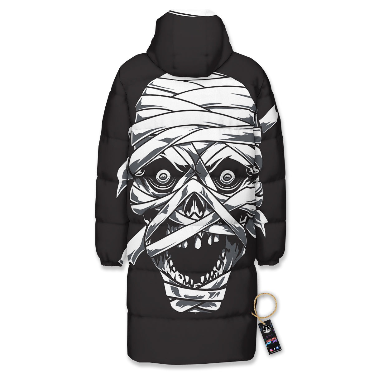 Mummy Head Print Long Down Jacket-grizzshop