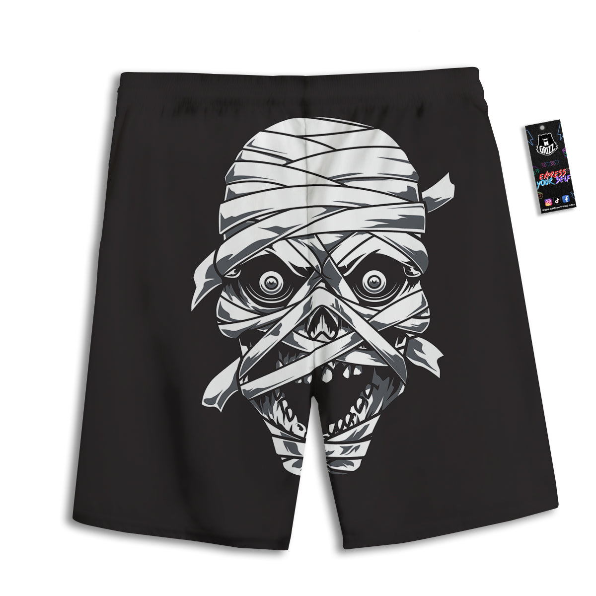 Mummy Head Print Men's Athletic Shorts