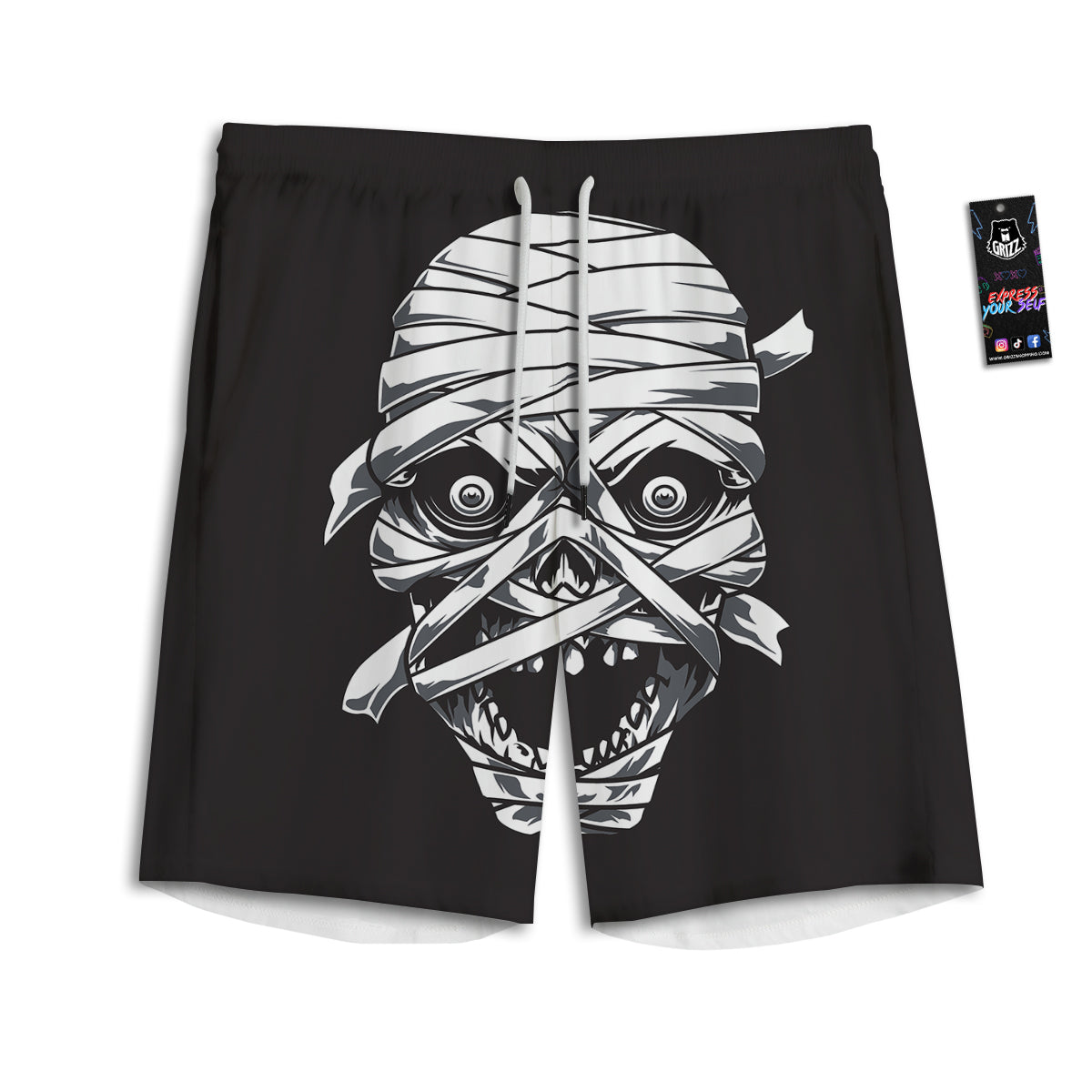 Mummy Head Print Men's Athletic Shorts