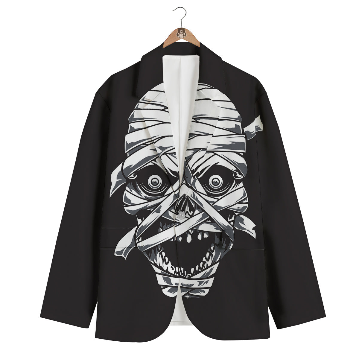 Mummy Head Print Men's Blazer-grizzshop