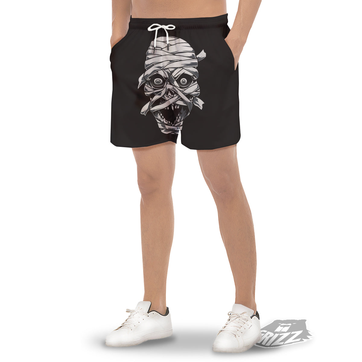 Mummy Head Print Men's Gym Shorts-grizzshop