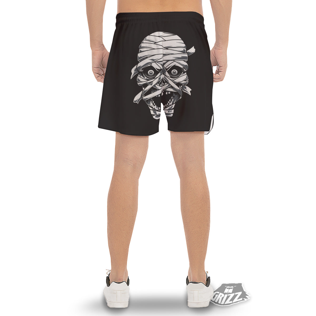 Mummy Head Print Men's Gym Shorts-grizzshop