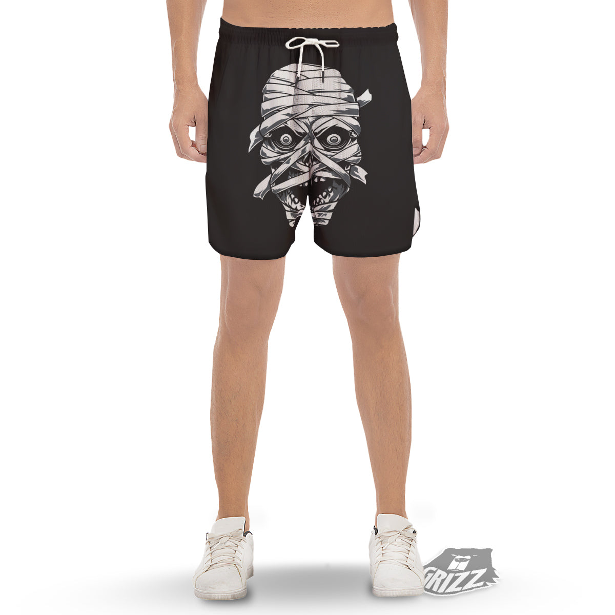 Mummy Head Print Men's Gym Shorts-grizzshop