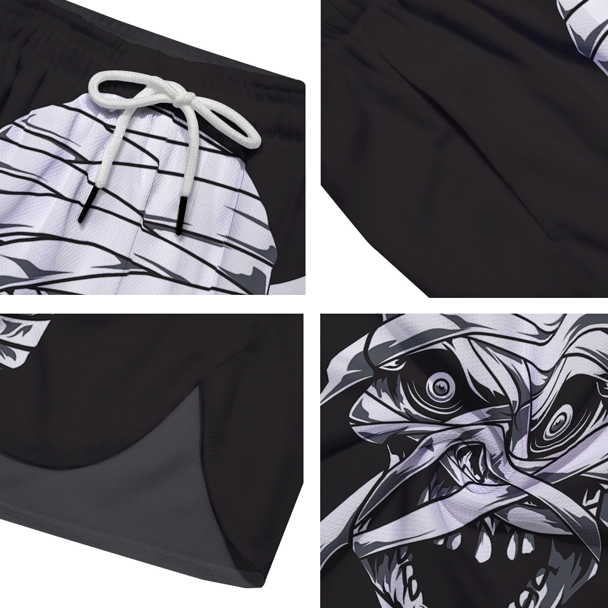 Mummy Head Print Men's Running Shorts-grizzshop