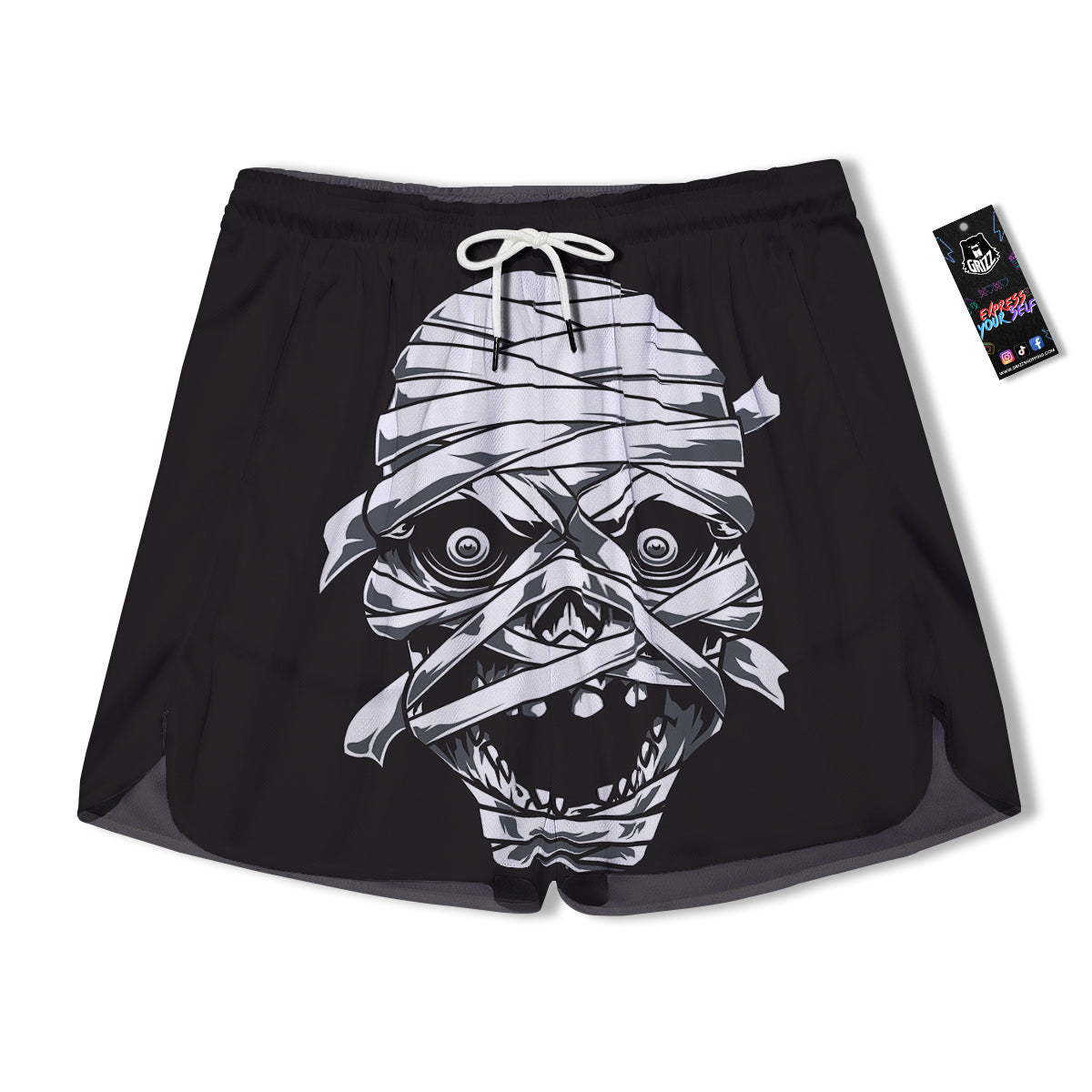 Mummy Head Print Men's Running Shorts-grizzshop