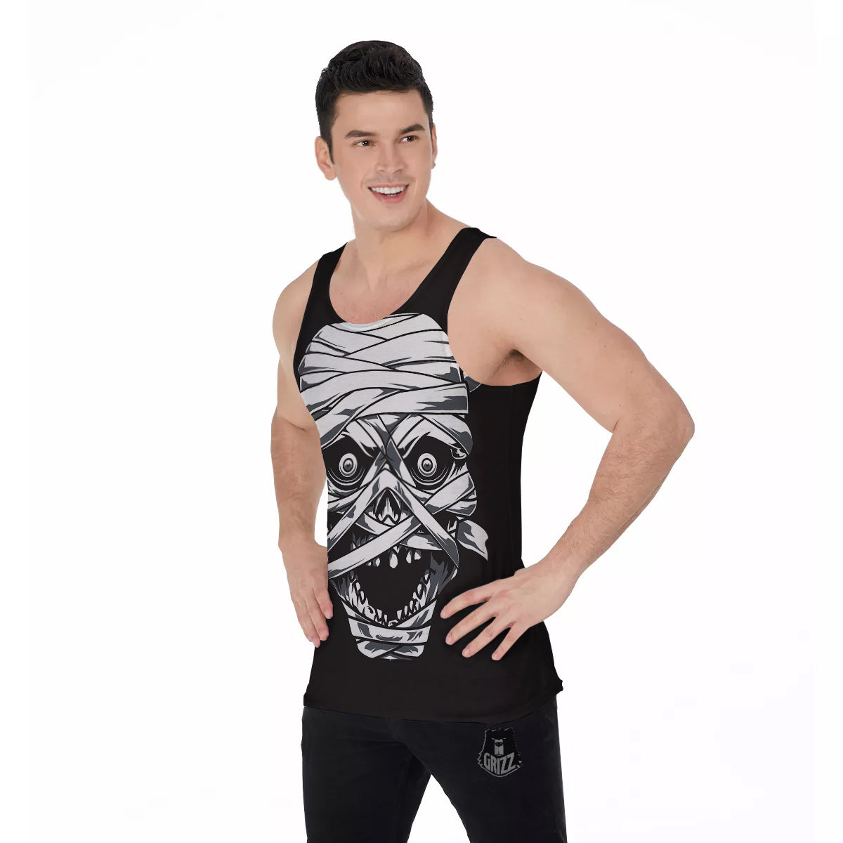 Mummy Head Print Men's Tank Top-grizzshop