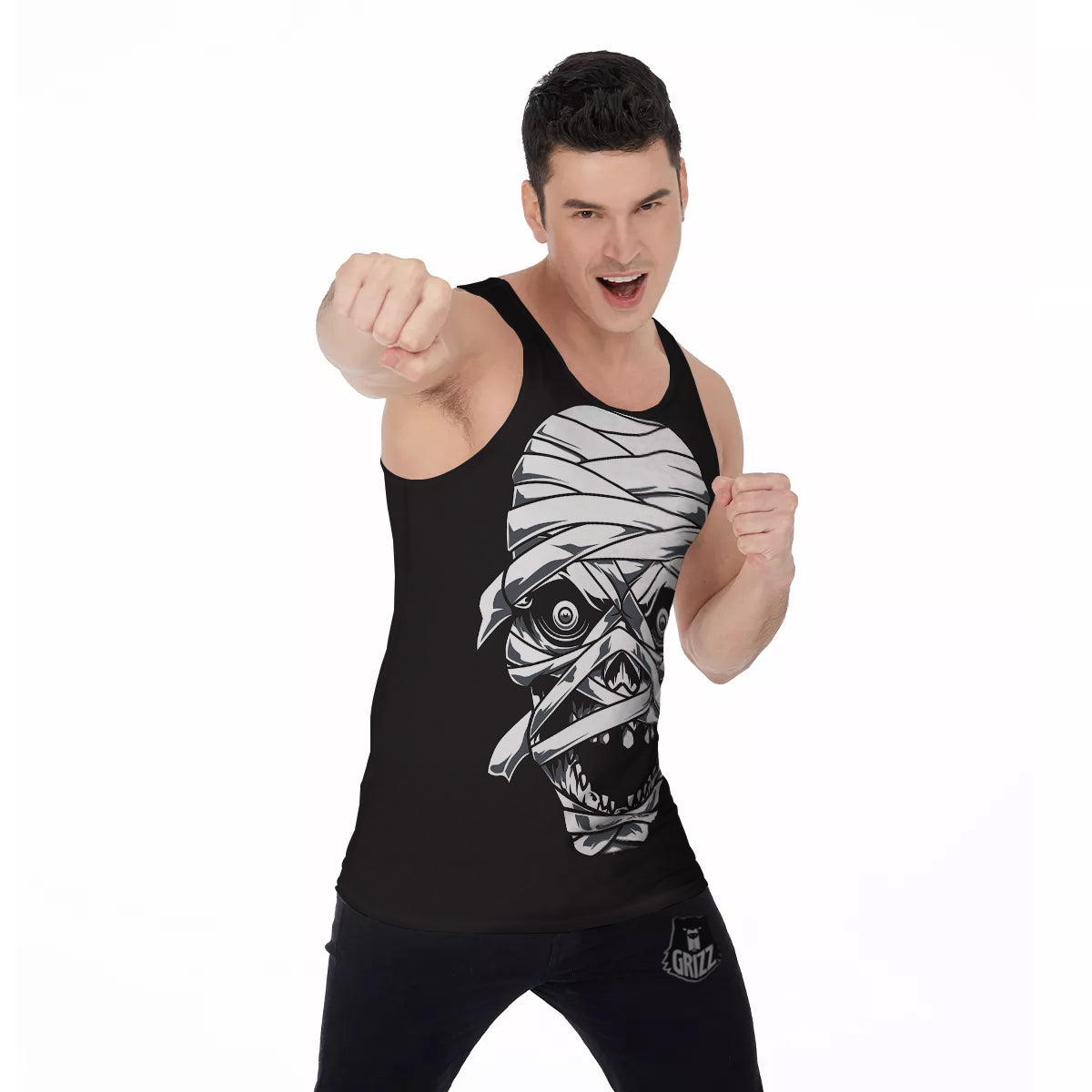 Mummy Head Print Men's Tank Top-grizzshop