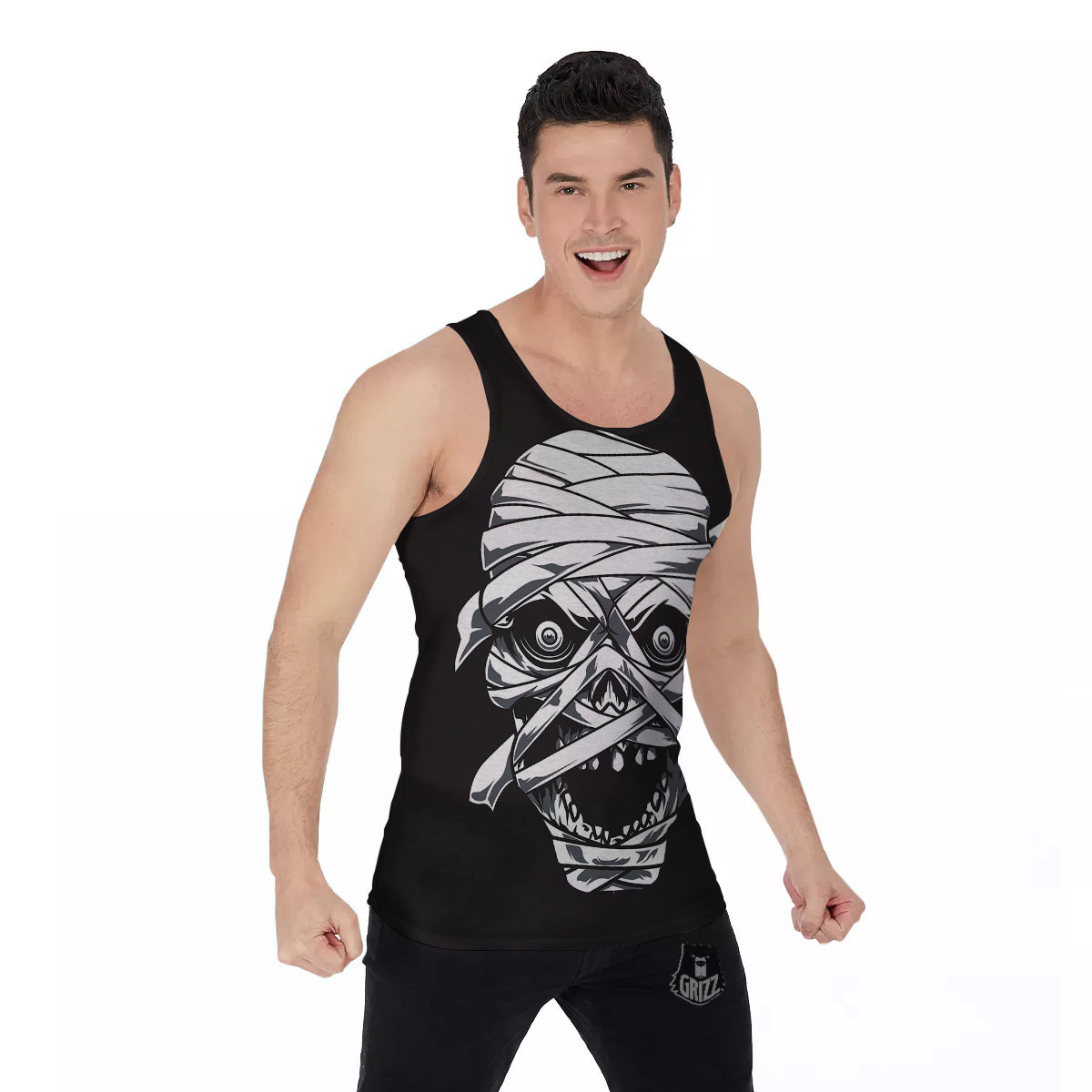 Mummy Head Print Men's Tank Top-grizzshop