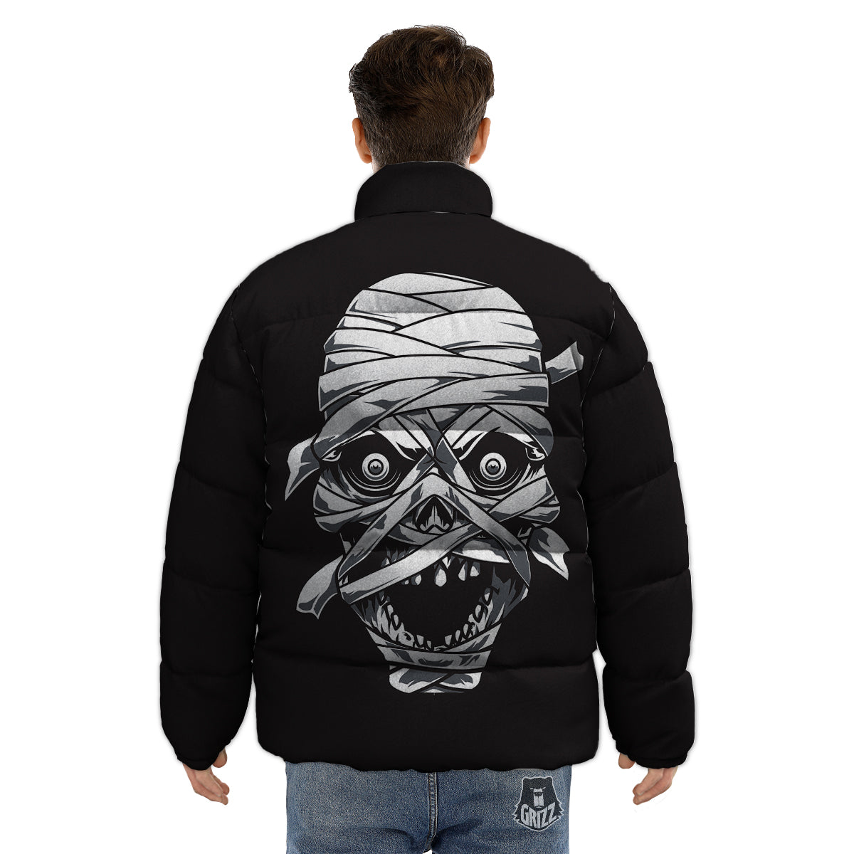 Mummy Head Print Puffer Jacket-grizzshop