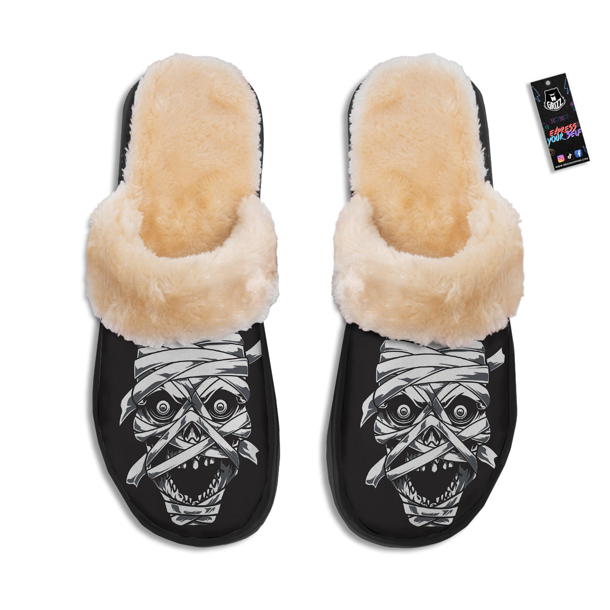 Mummy Head Print Slippers-grizzshop