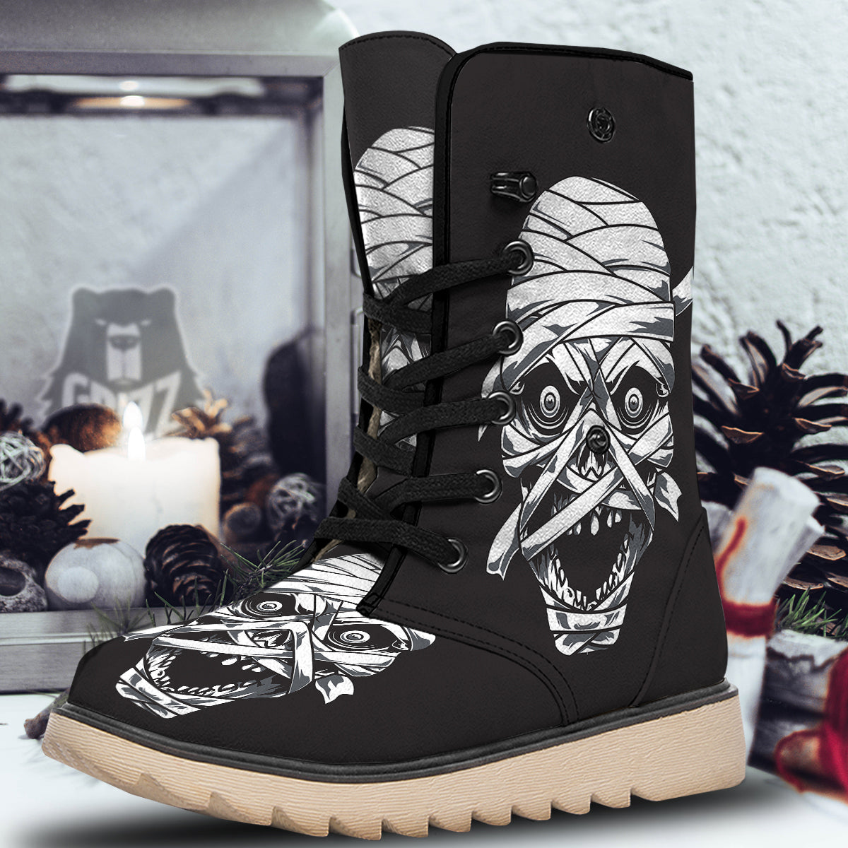 Mummy Head Print Snow Boots-grizzshop