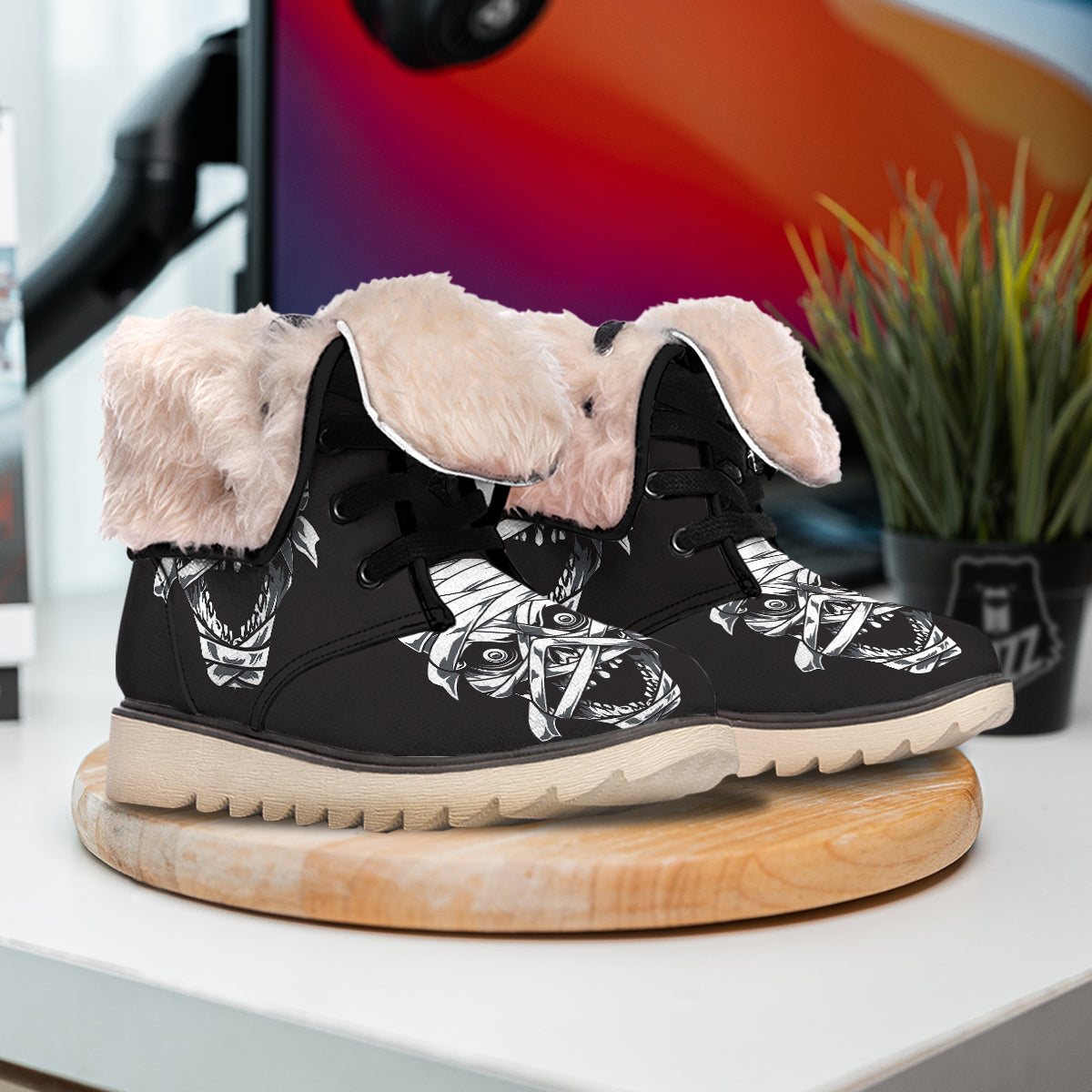 Mummy Head Print Snow Boots-grizzshop