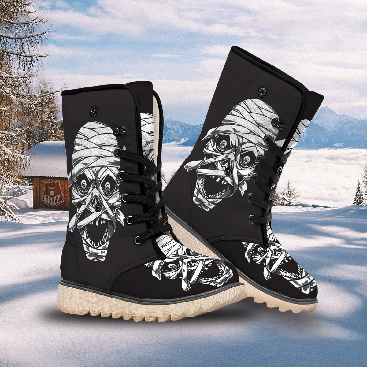 Mummy Head Print Snow Boots-grizzshop